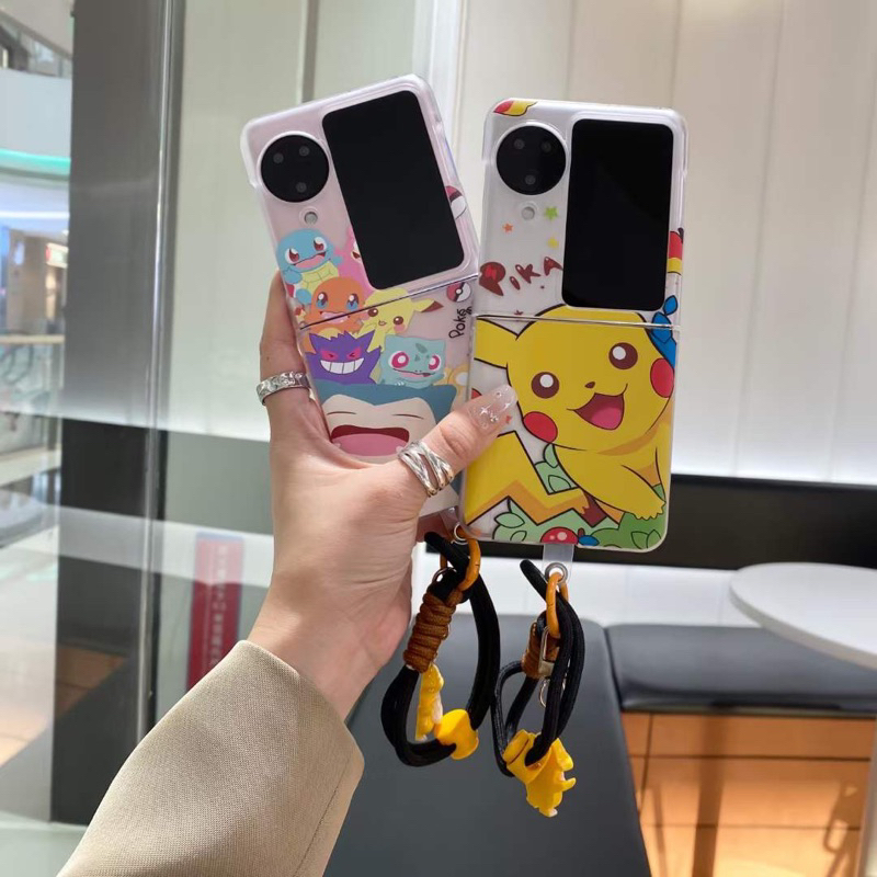 ใหม่น่ารักกรณีZflip7 Pikachu Pokemon Thunderสีเหลืองขี้เกียจไขมันSnorlaxหมีGhost Bulbasaur Squirtle 