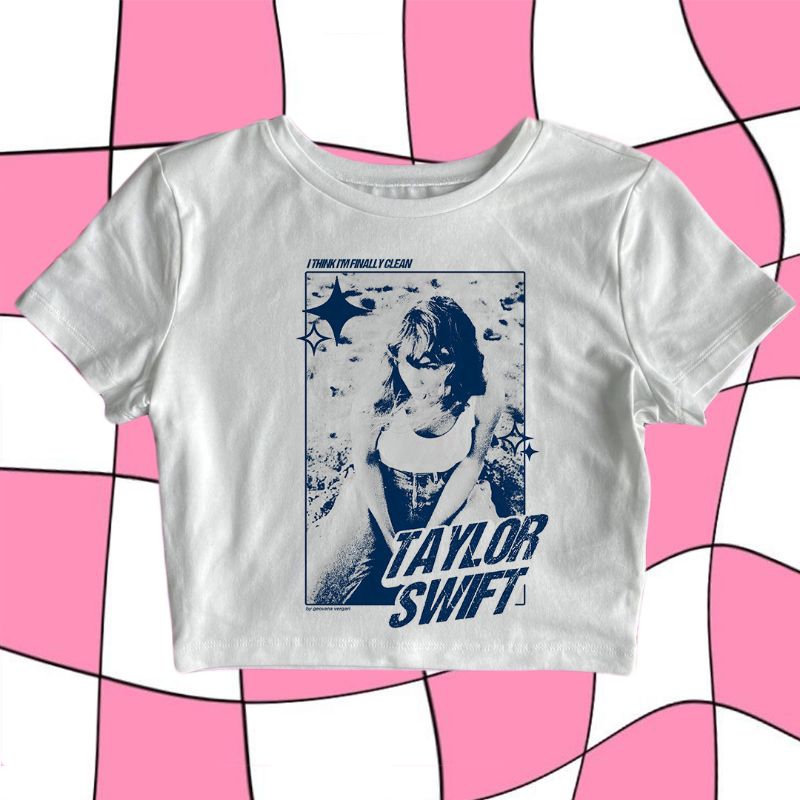 Putih Taylor SWIFT CROP TOP เสื้อครอปท็อป | เสื้อครอป TEE VINTAGE Y2K | เสื้อยืด เข้ารูป สําหรับเด็กทารก | เสื้อครอป สีขาว สําหรับผู้หญิง