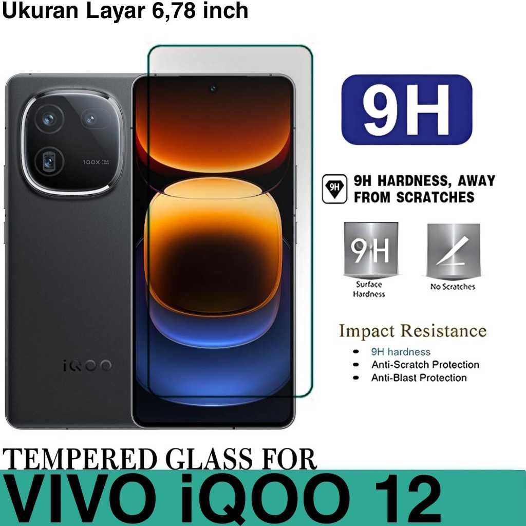 TEMPERED GLASS ANTI-SCRATCH GLASS VIVO iQOO 12 การ์ดหน้าจอที่ชัดเจน