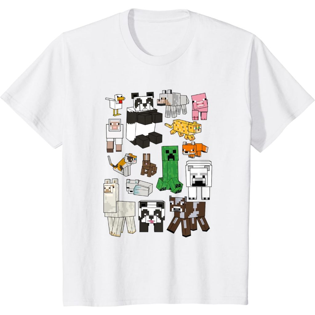 เสื้อยืด พิมพ์ลาย Minecraft Creeper &amp; Animals Collage V2 สําหรับเด็ก