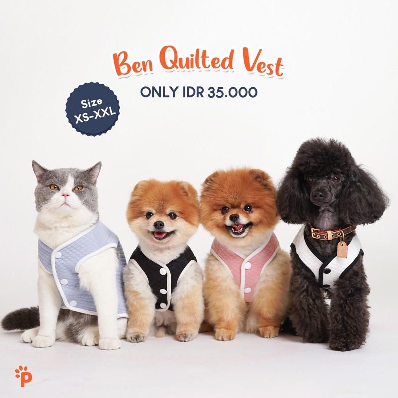 Pawlovin - เสื้อผ้าแมวและเสื้อผ้าสุนัข Ben Quilted Vest