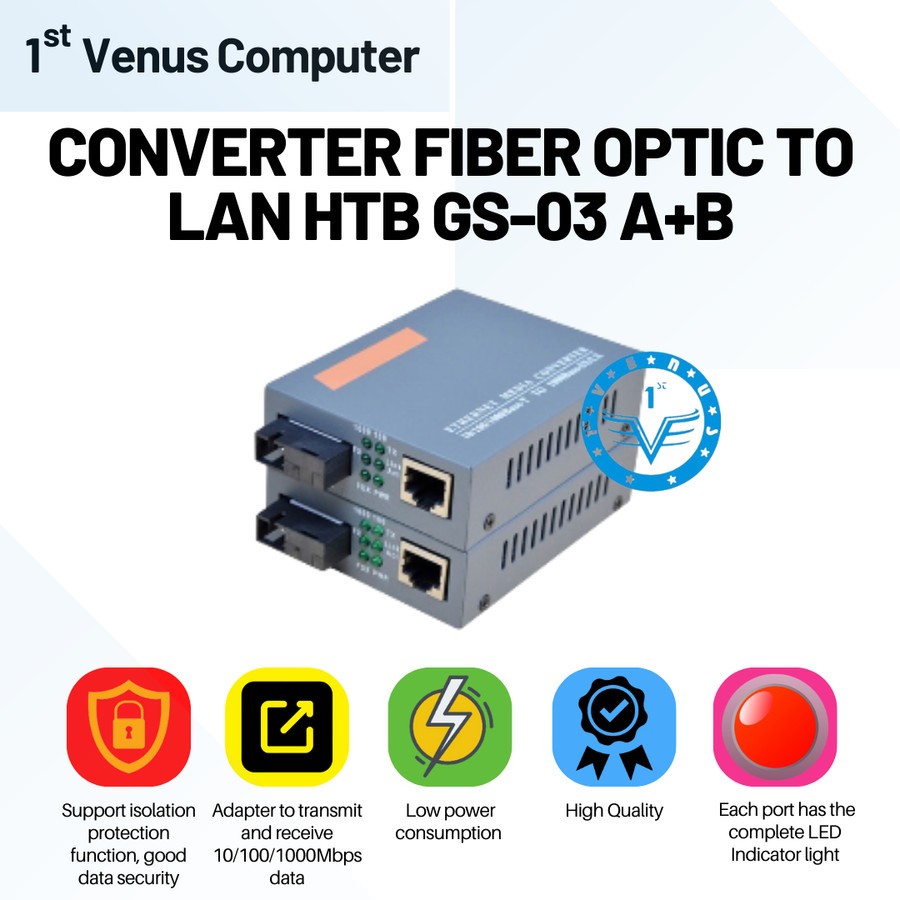 ตัวแปลง FIBER OPTIC TO LAN HTB GS-03 A+B/CON98-CON