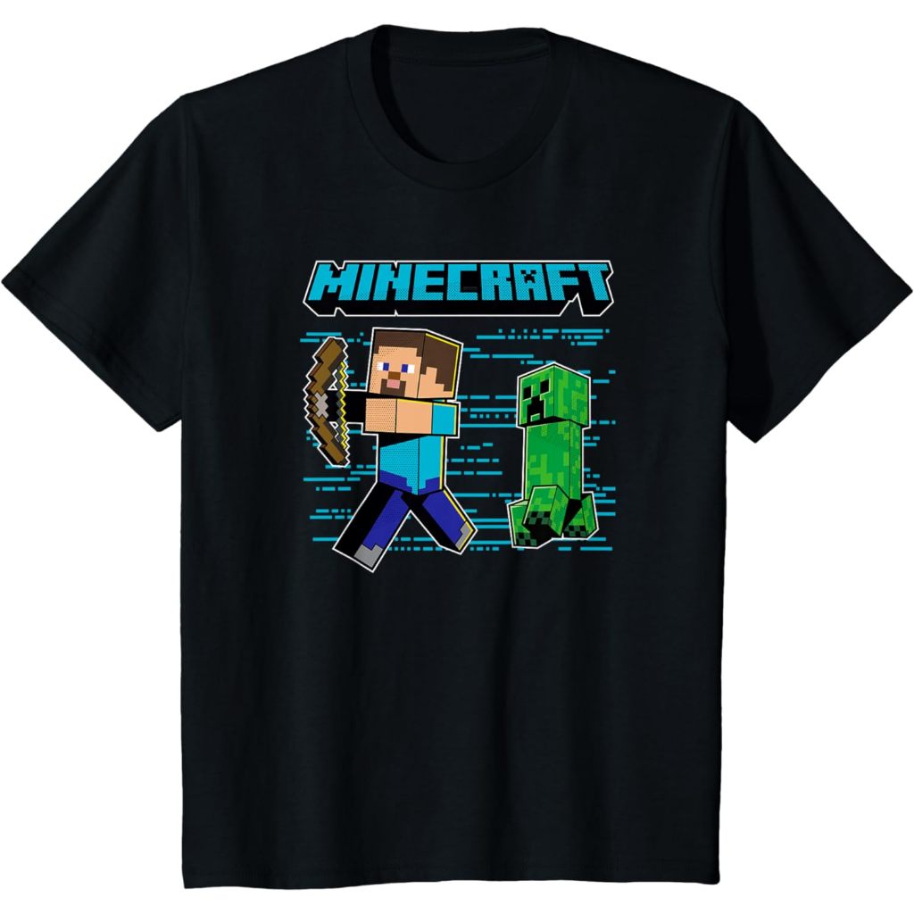 เสื้อยืด พิมพ์ลาย Minecraft Steve &amp; Creeper Premium Distro สําหรับเด็ก