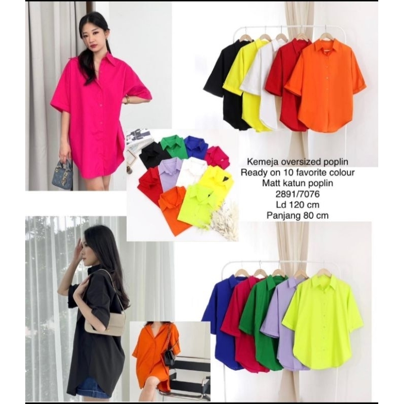 KATUN KEMEJA JC88 - Okky Shirt - เสื้อเชิ้ตผู้หญิง (LD 120cm) Oversize Popline Cotton