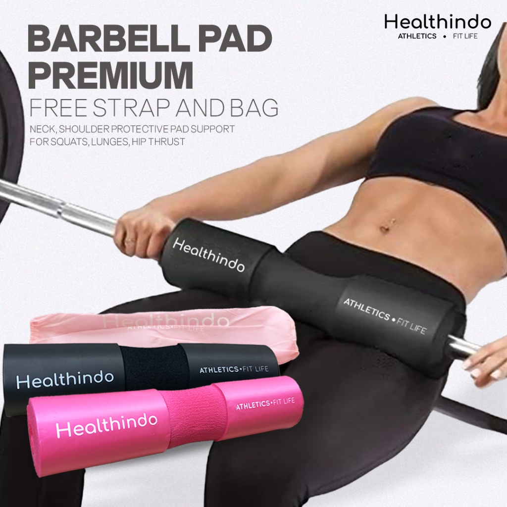 Healthindo - แผ่นรองบาร์เบล Hip Trust | แผ่นรองหมอบ Barbell พรีเมี่ยม | โฟมสะพาย Squat Foam BARBEL P