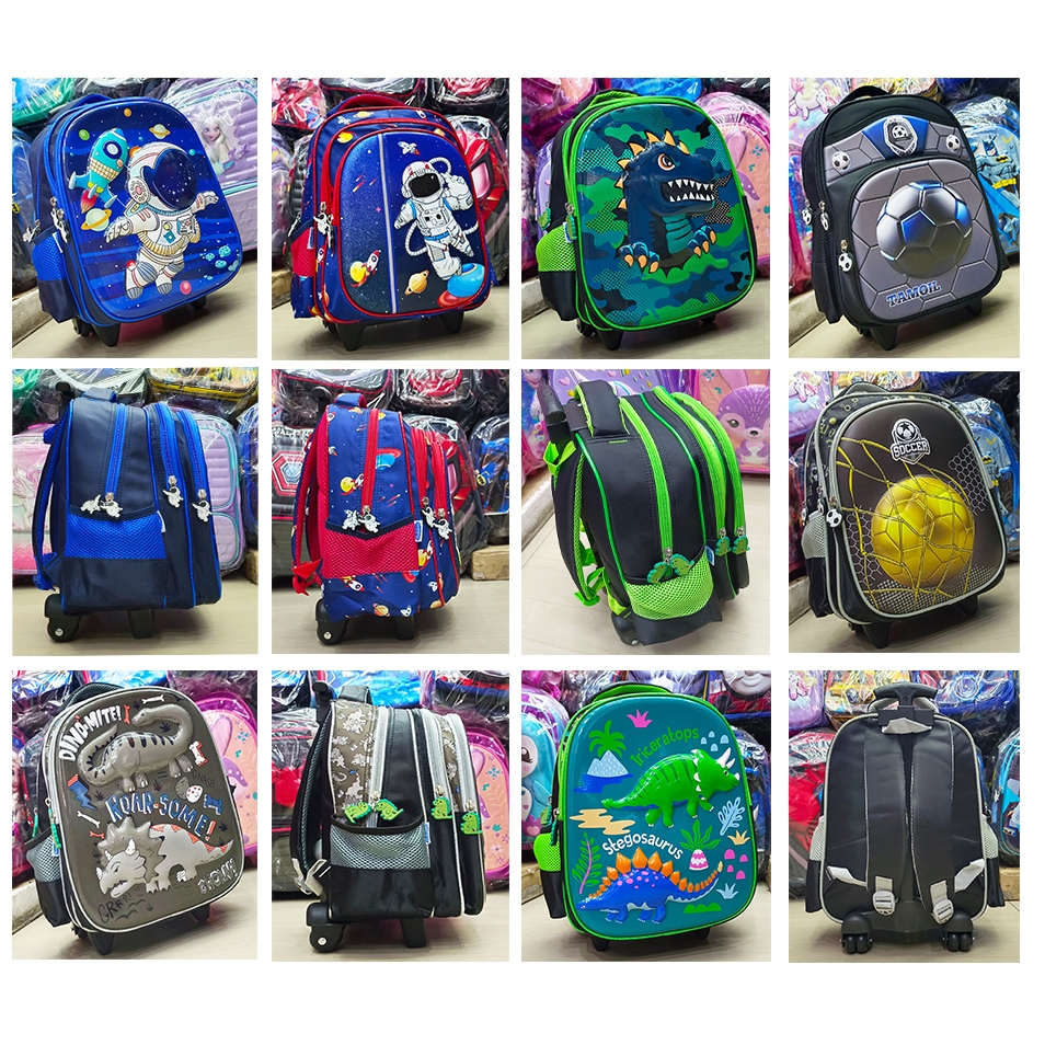 TROLLEY ล้อ Push SCHOOL BAG สําหรับ BOYS KINDERGARTEN - ELEMENTARY SCHOOL ASTRONAUTS PICTURE - GRAND AMB - SOCCER BALL DINO DINOSOURUS STAR ANIMAL MITE 3 ซิป GLOSSY HOS COOL 13" (CHOO)