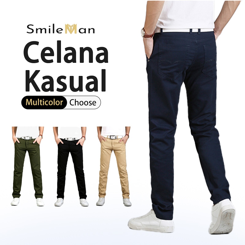 กางเกงผู ้ ชาย Smileman ความยาวมาตรฐาน Import/กางเกงทํางานลําลอง Office Casual Vacation Boys/Chino ก