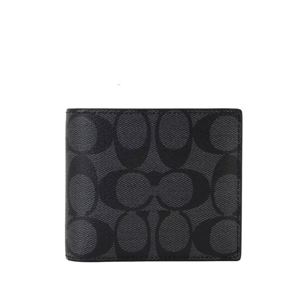 Ready Wallet Coach Wallet Compact ID SIGNATURE BLACK Coach F 74993