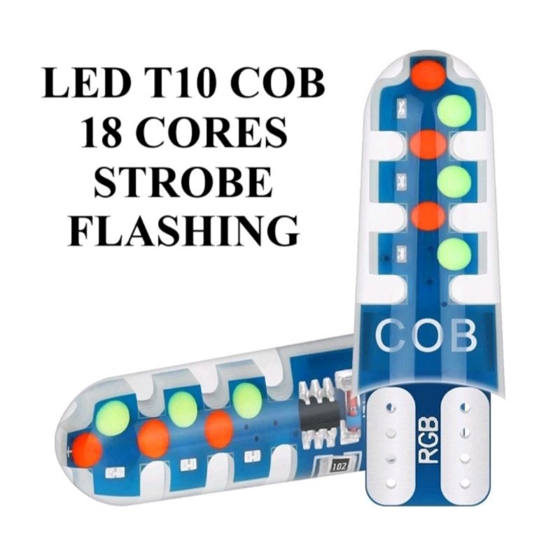 T10 COB ไฟ LED 18 แกน RGB กระพริบ