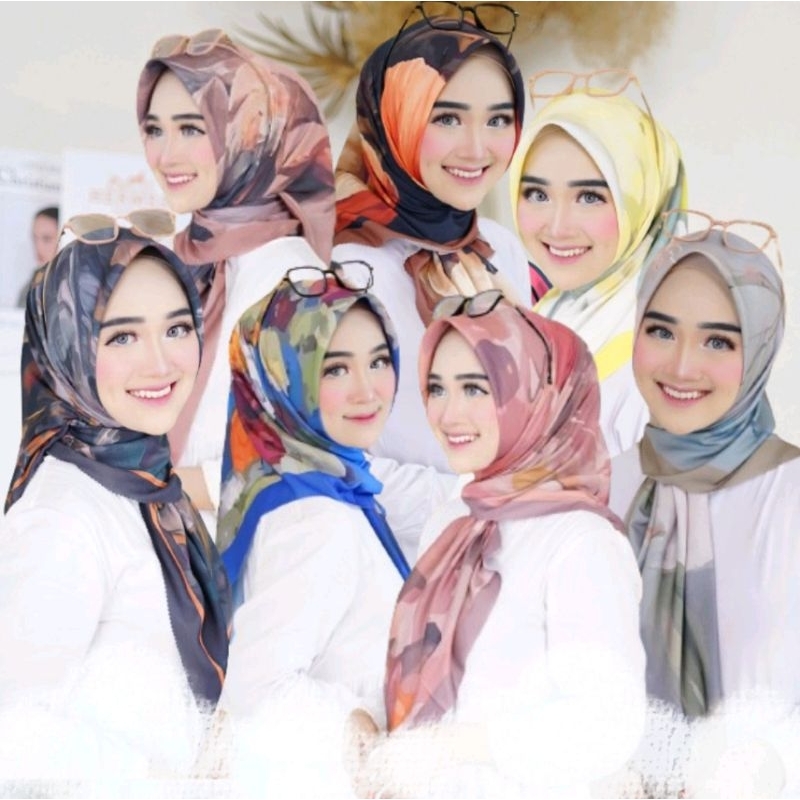 Baniescoop ล่าสุด Floral Motif Square Hijab Floral Motif Hijab Lasercut Voal Material