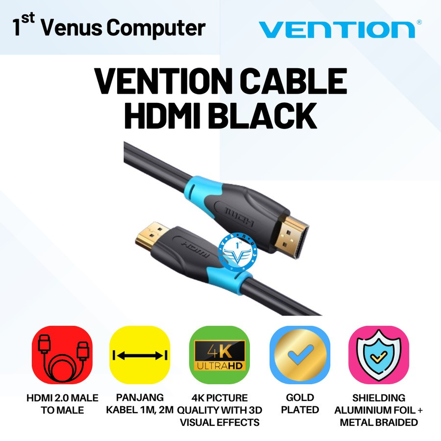 Vention สาย HDMI 1M 1.5M 2M 5M 3D v2.0 4K UHD คุณภาพสูง AAC / สาย HDMI Male to Male 4K - AAC / VEN01
