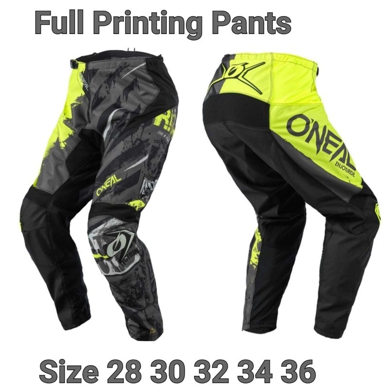 HIJAU Atm Full Printing Trail Cross Motocross Touring Pants 94 สีเขียวสีดํา