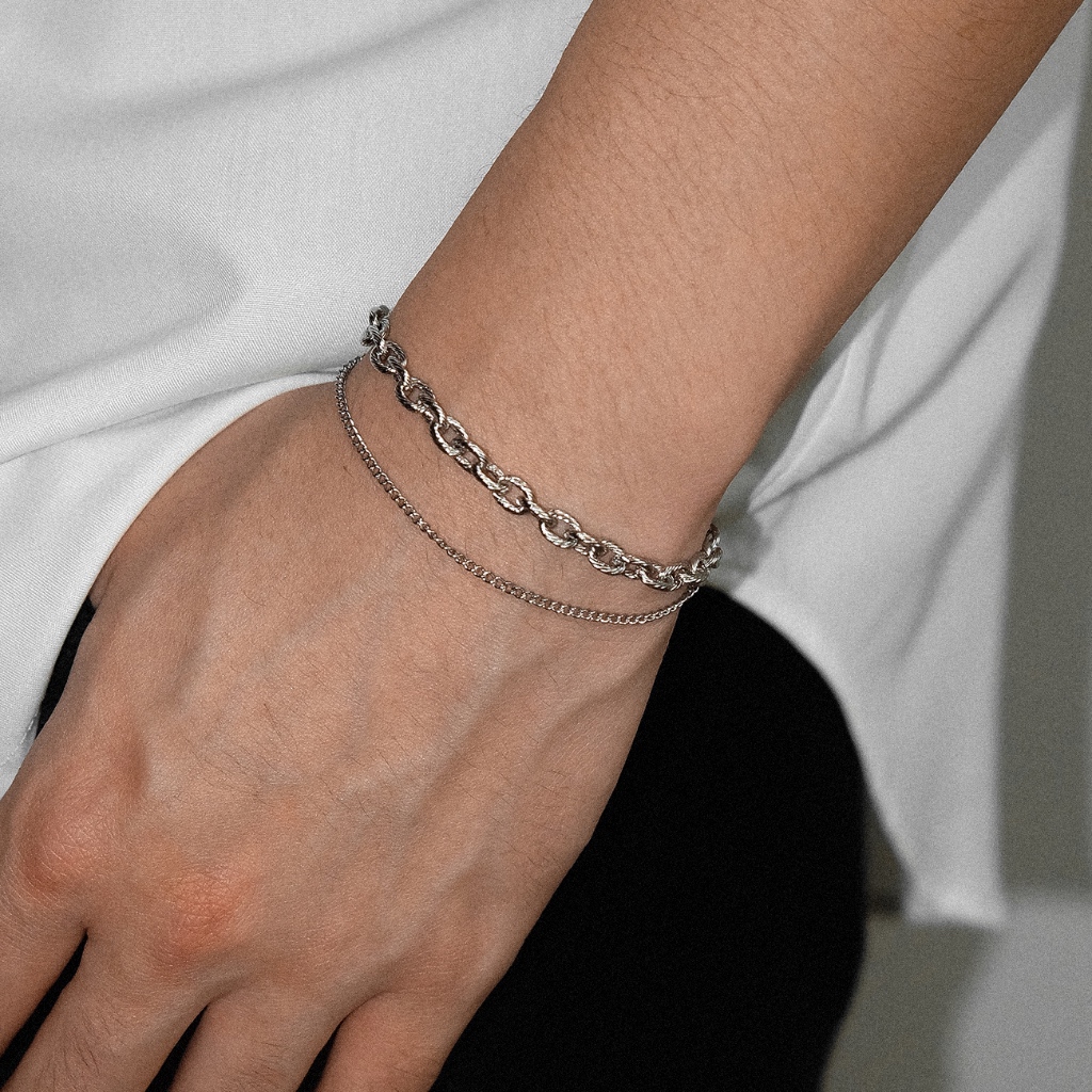 Arnaé Archive - สร้อยข้อมือโซ่ชั้นสาย - สร้อยข้อมือผู้ใหญ่ระดับพรีเมียมสแตนเลส