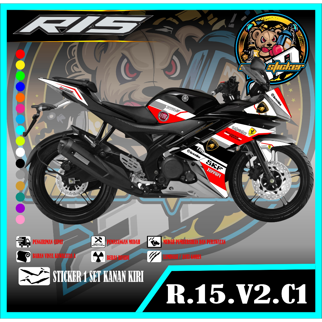 Striping R15 V2 - สติ๊กเกอร์ R15 V2List รถจักรยานยนต์ Variations สติ๊กเกอร์ R15 V2 รหัส C1