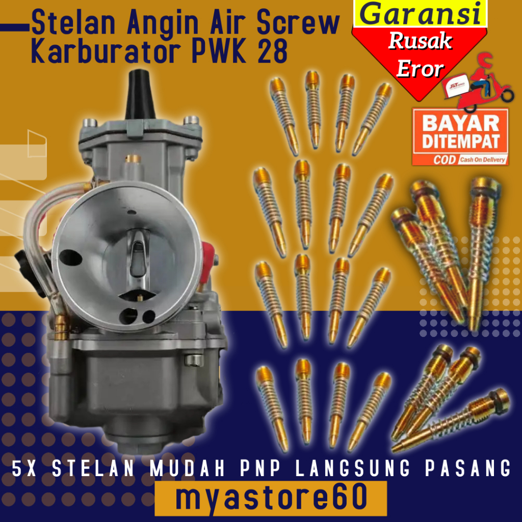 สกรูอากาศคาร์บูเรเตอร์ Airscrew PWK 28 PWK28 PNP Anti-Slek และ Eror