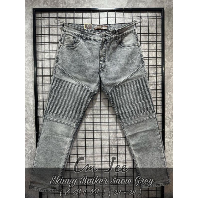 36 - 46 BIKERS PANTS/ BIKERS JEANS SNOW BLACK/ SNOW GREY ใหม่ล่าสุด