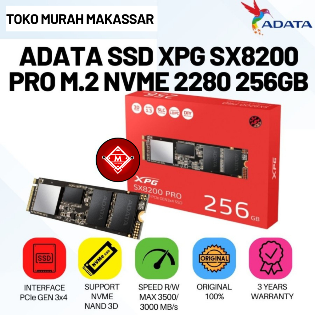 ADATA SSD HARD DISK HDD INTERNAL XPG SX8200NP PRO M.2 M2 PCIE 2280 256GB / SSD ADATA XPG SX8200NP HD