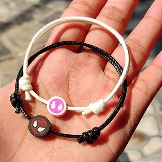 (isi 2 pcs) gelang couple spiderman miles and gwen manik manik dari tali benang korea gelang spiderman benang jahit gelang pandora spuderman couplem merchandise pahlawan superhero gelang karakter ikonik vintage keren dan aesthetic