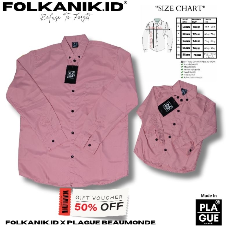 KEMEJA MERAH เสื้อคูเปอร์คู่พ่อและลูกชายแขนยาวสีชมพู unisex อายุ 8 เดือนถึง 12 ปี