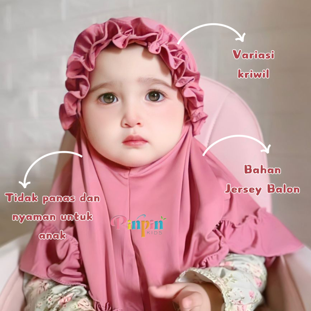 Pinpin Kids - RAINA Kriwl Baby Hijab 0-3 YEARS / Baby Hijab / Girls Headscarf