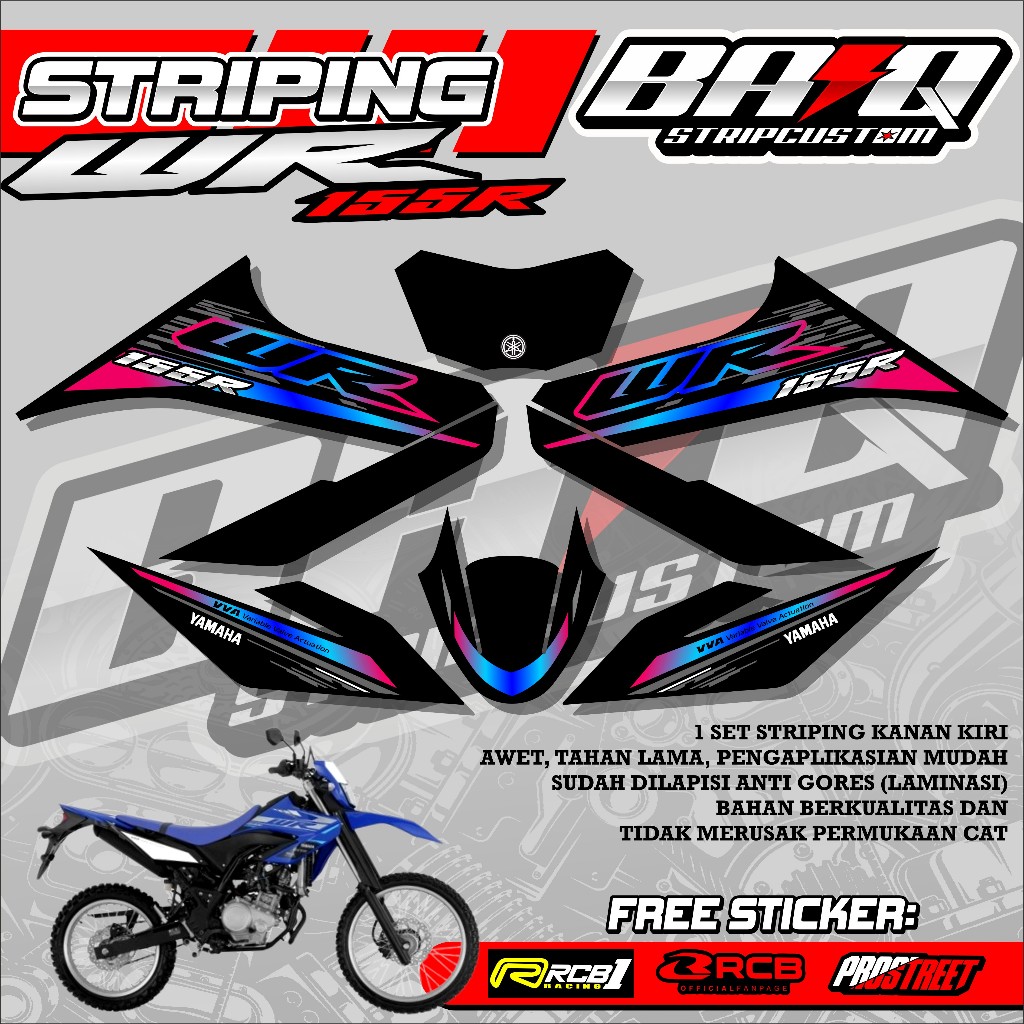 WR 155 R STRIPING STICKER - WR 155 R STRIPING STICKER SIMPLE ABSTRACT RACING MOTIF