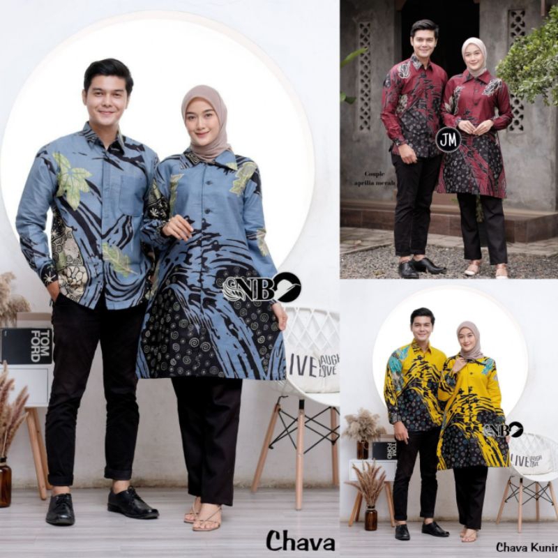 Kemeja Modern Batik Tunic คู่เสื้อผ้าชุด Men & 39;s Batik เสื้อแขนยาวล่าสุดคู่ Batik Tops ขนาด ML XL XXL JUMBO