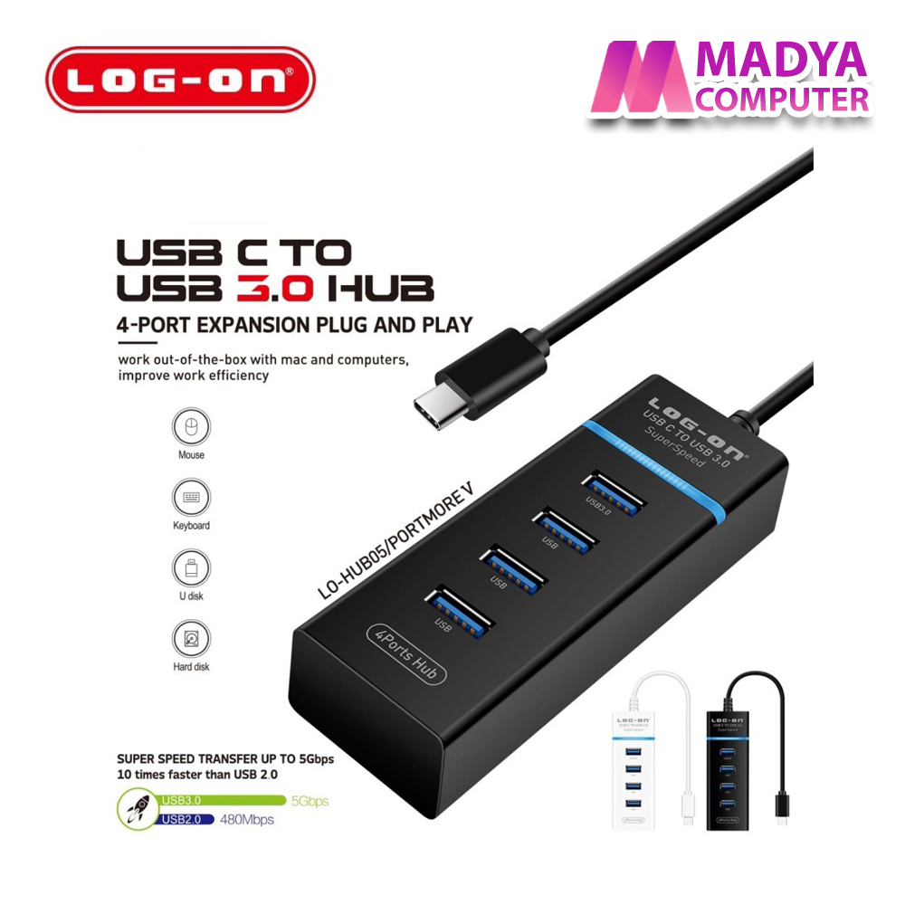 USB HUB Type C เป็น USB 3.0 LOG ON LO-HUB05