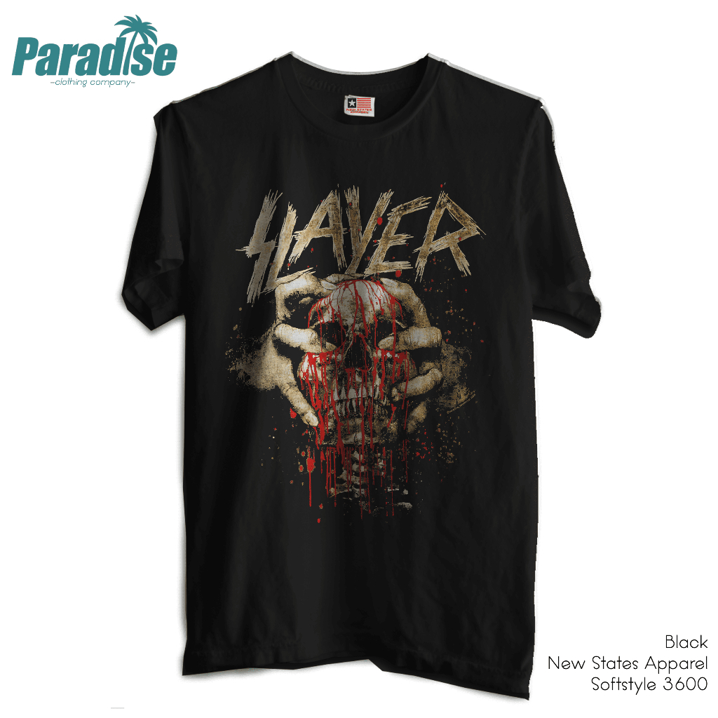 เสื้อยืด พิมพ์ลายหัวกะโหลก Paradise Band Slayer สําหรับผู้ชาย