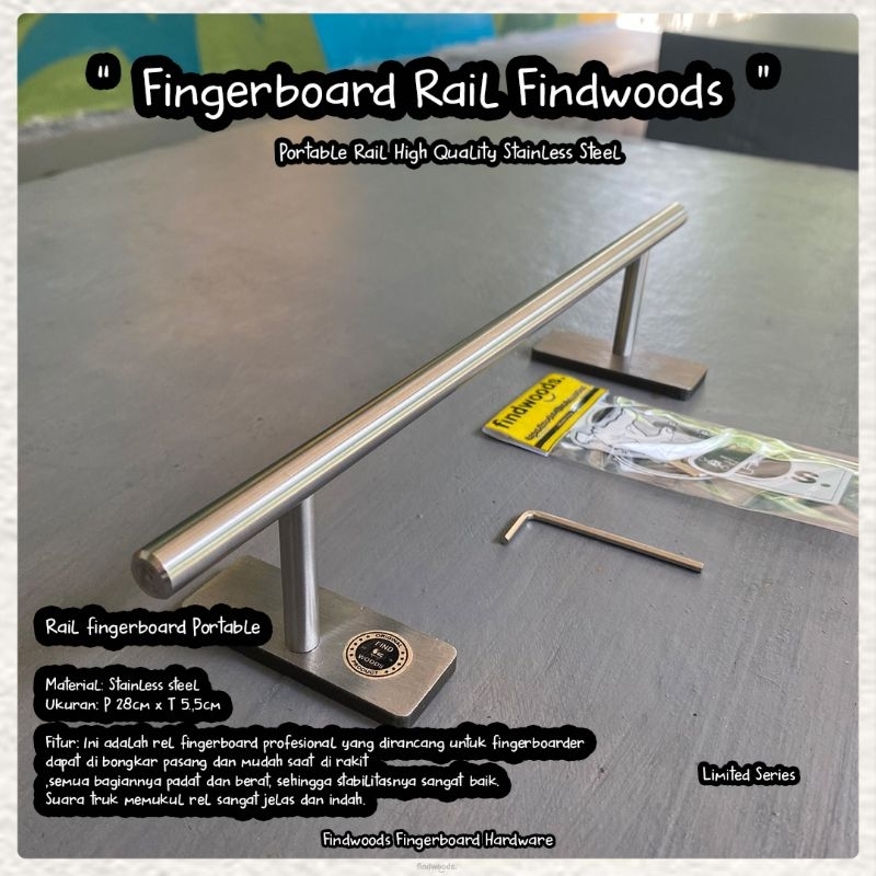 Fingerboard Rail สแตนเลสแบบพกพา Findwoods หลีกเลี่ยงอุปสรรค