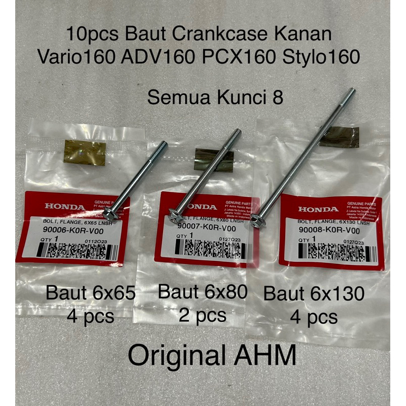10 ชิ้นสลักเกลียวข้อเหวี่ยงขวา Vario160 ADV160 PCX160 Stylo160 เดิม AHM