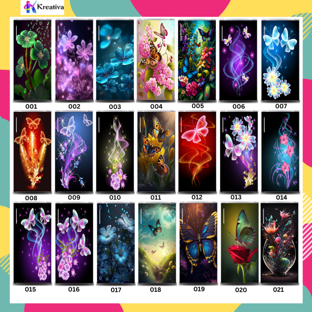 สติ๊กเกอร์ตู้เย็น 1 และ 2 ประตู Luminous BUTTERFLY Koto AUto Care