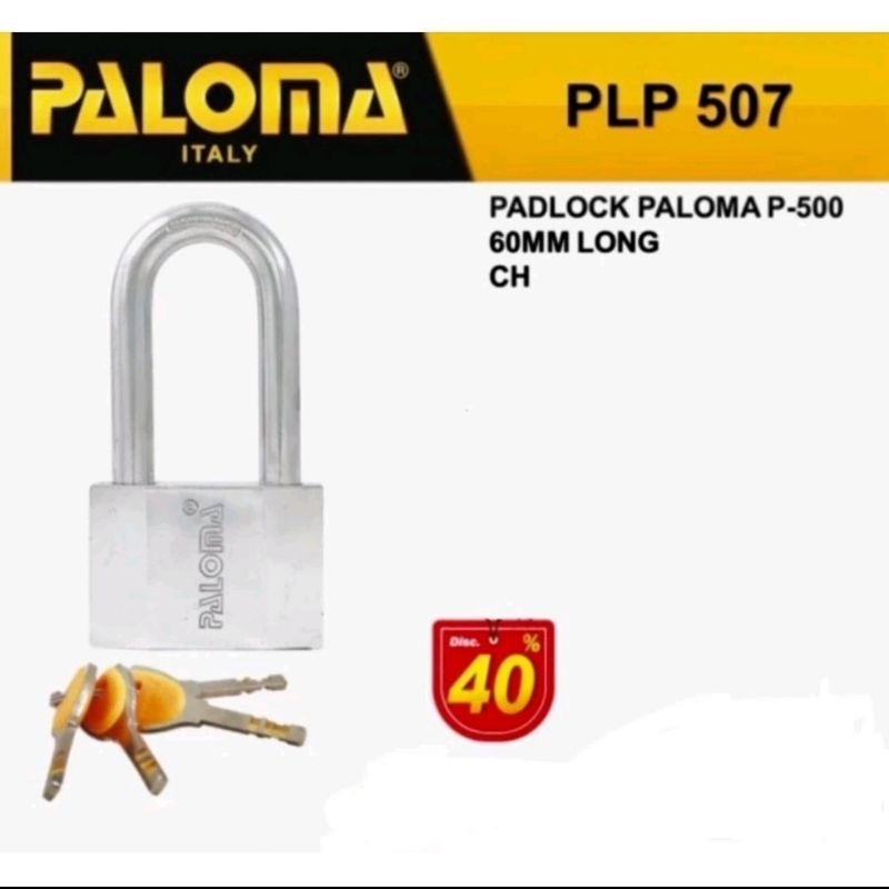 PALOMA PLP 507 ประตูและรั้ว SAFETY PADLOCK P-500 60MM คอสั้น