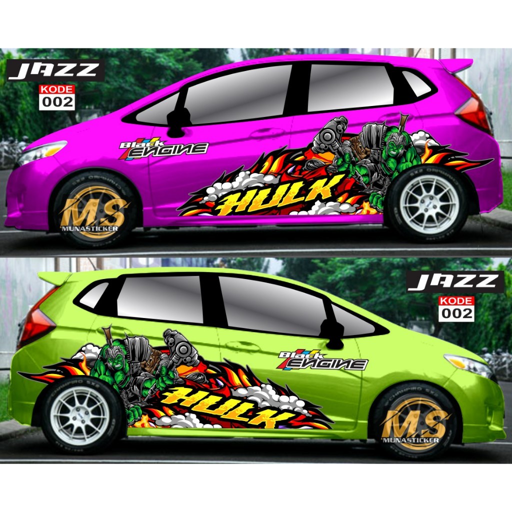 JAZZ AVANZA BRIO CAR VARIATION STICKERS / HULK CHARACTER STICKERS / HONDA CAR DECAL STICKERS