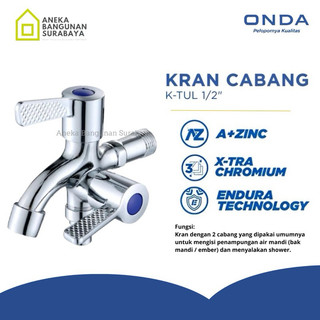 Kran Cabang Onda K-TUL 1/2” keran double 2in1 | shower selang mesin cuci KTUL