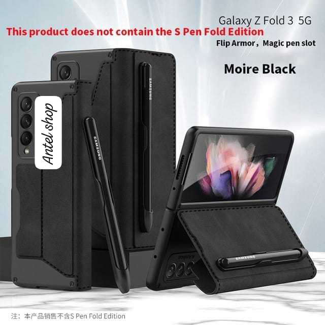ซองหนังสําหรับ Samsung Z FOLD 3 / FOLD 4 / FOLD 6 Flip Leather Cover Slot Pen