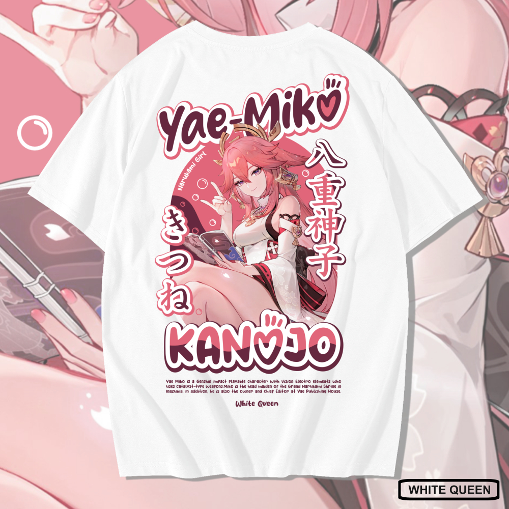 Kaos YAE MIKO GENSHIN IMPACT KANJO KITSUNE - เสื้ออนิเมะและเกม DISTRO ของผู้ชายและผู้หญิง GENSHIN YA