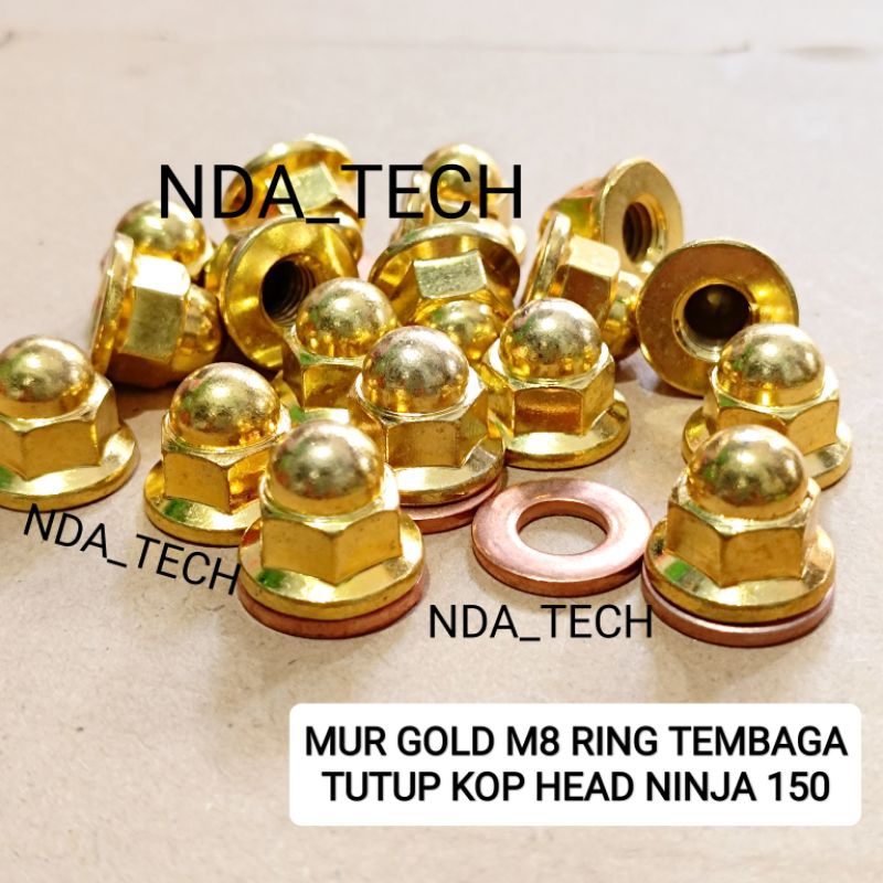 [GOLD ] Ninja HEAD Nut 150R RR SS HEAD Cap Nut KAWASAKI NINJA SS RR R 150 แหวนทองแดง 2 จังหวะ NINJA HEAD Block