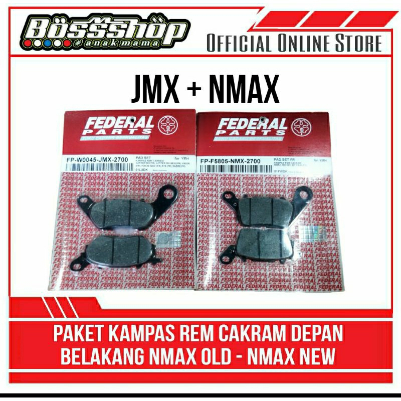 FEDERAL - ผ้าเบรค / ผ้าดิสหน้า+หลัง สําหรับ NMAX Old Nmax New [JMX-NMX]