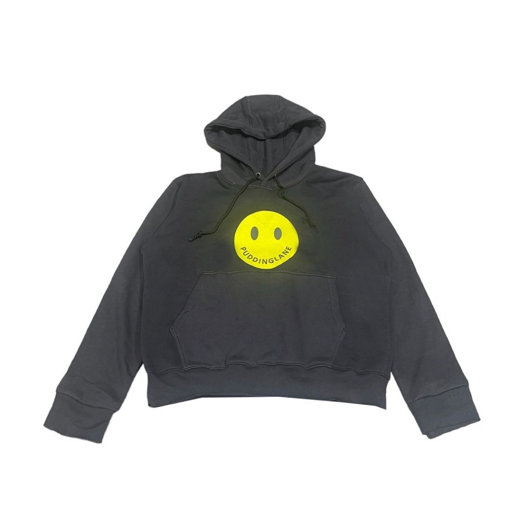 Puddinglane Crop Hoodie Unisex ผู้ชายผู้หญิงแขนยาวถ่านเสื้อกันหนาว