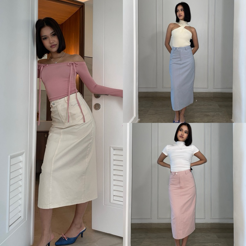 Sasha Midi Skirt Denim Elegant - Wear.Threek