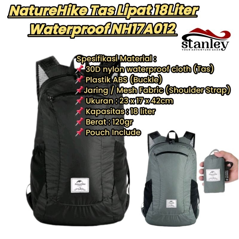NatureHike กระเป๋าพับได้ 18L กันน้ํา เบามาก NH17A012 สีดํา