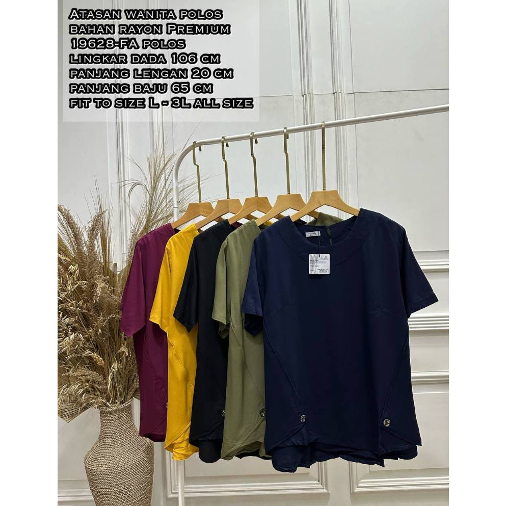 TOPS SHORT SLEEVED เสื้อยืดผู้หญิง 19628-FA PREMIUM RAYON MATERIAL LD 106CM FIT TO SIZE L-3L