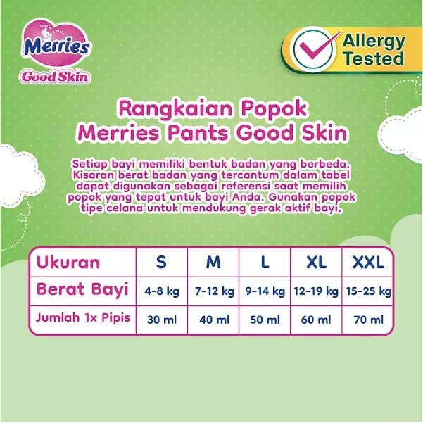 Merries Pants Good Skin Diaper Pants S40/M34/L30/XL26/XXL28