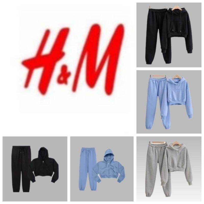 HM ZIPPER CROP HOODIE SET/SWEATPANTS HM ZIPPER CREWNEK SET HM ZIPPER HODIE CROP HM