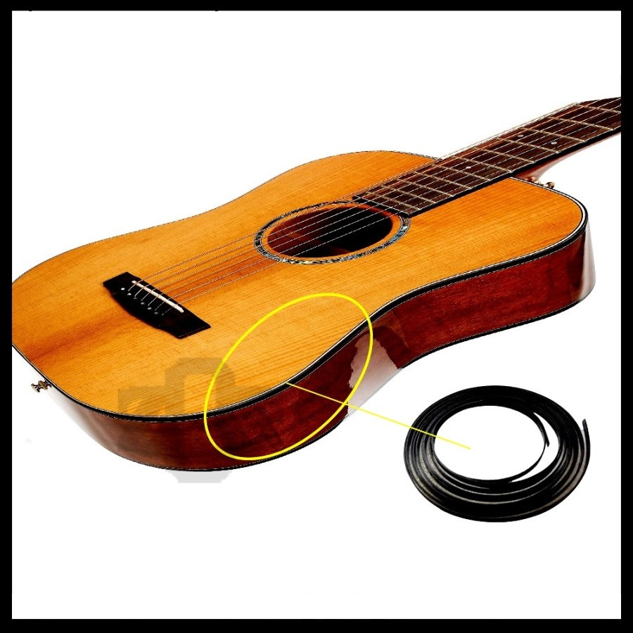 List Strip Binding Small Side Acoustic Bass Guitar สีดํา