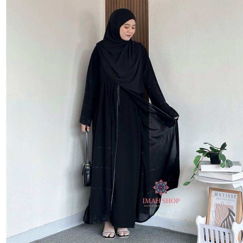 Gamis ตุรกี Abaya Haura Swarovski ดูไบซาอุดี Gamis ชุดมุสลิมพิเศษ Imah Shop ล่าสุดเสื้อผ้ามุสลิมขาย 857