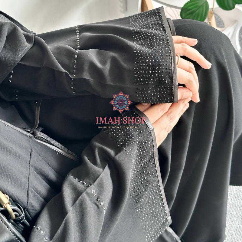 Gamis ตุรกี Abaya Haura Swarovski ดูไบซาอุดี Gamis ชุดมุสลิมพิเศษ Imah Shop ล่าสุดเสื้อผ้ามุสลิมขาย 857