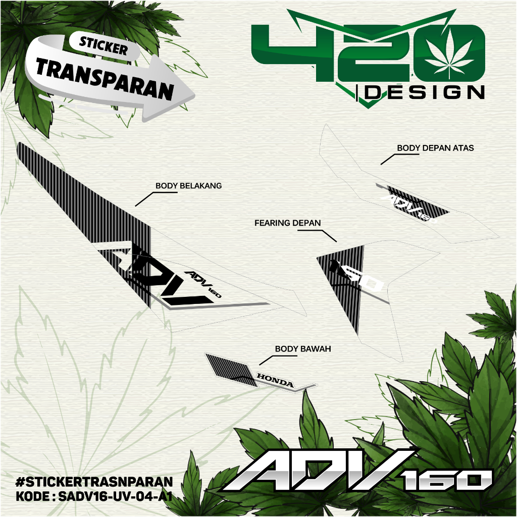 Transparent Striping ADV 160 Malayal Motif - Transparent Striping Accessories ADV 160 Custom Motif -