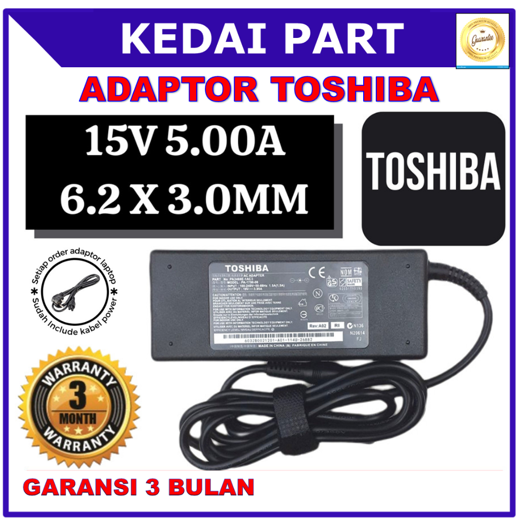 อะแดปเตอร์ชาร์จ TOSHIBA TECRA TE2000 TE2100 TE2300 ดั้งเดิม