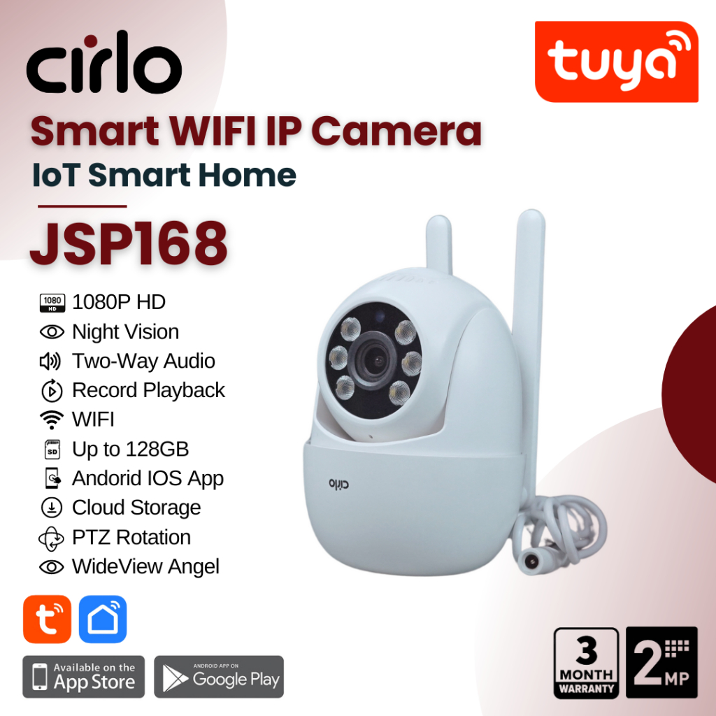 กล้องวงจรปิด WiFi Cirlo 1080P 2MP JSP168 [แอป Tuya]